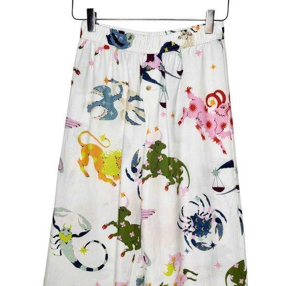 Anthropologie Colorful Zodiac Print Women’s Wide Leg Flannel Pajama Pants Sz XXS - Picture 3 of 11